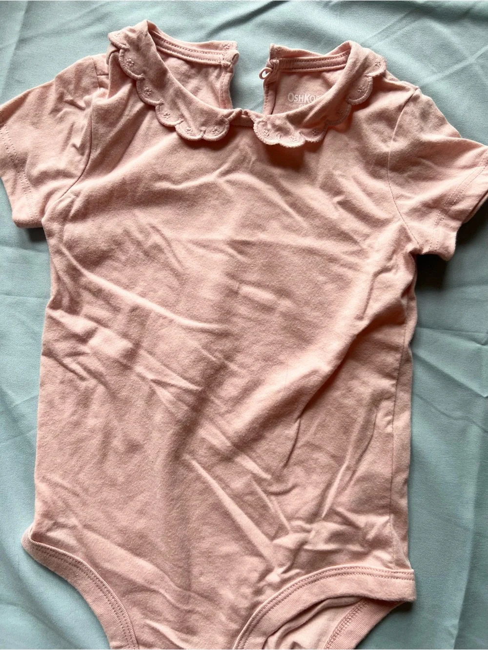 OshKosh B'Gosh Cream Cherry Print Overall Dress with Peter Pan collared shirt 24